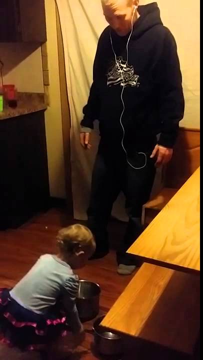 Baby argues with dad over who's cleaning mess