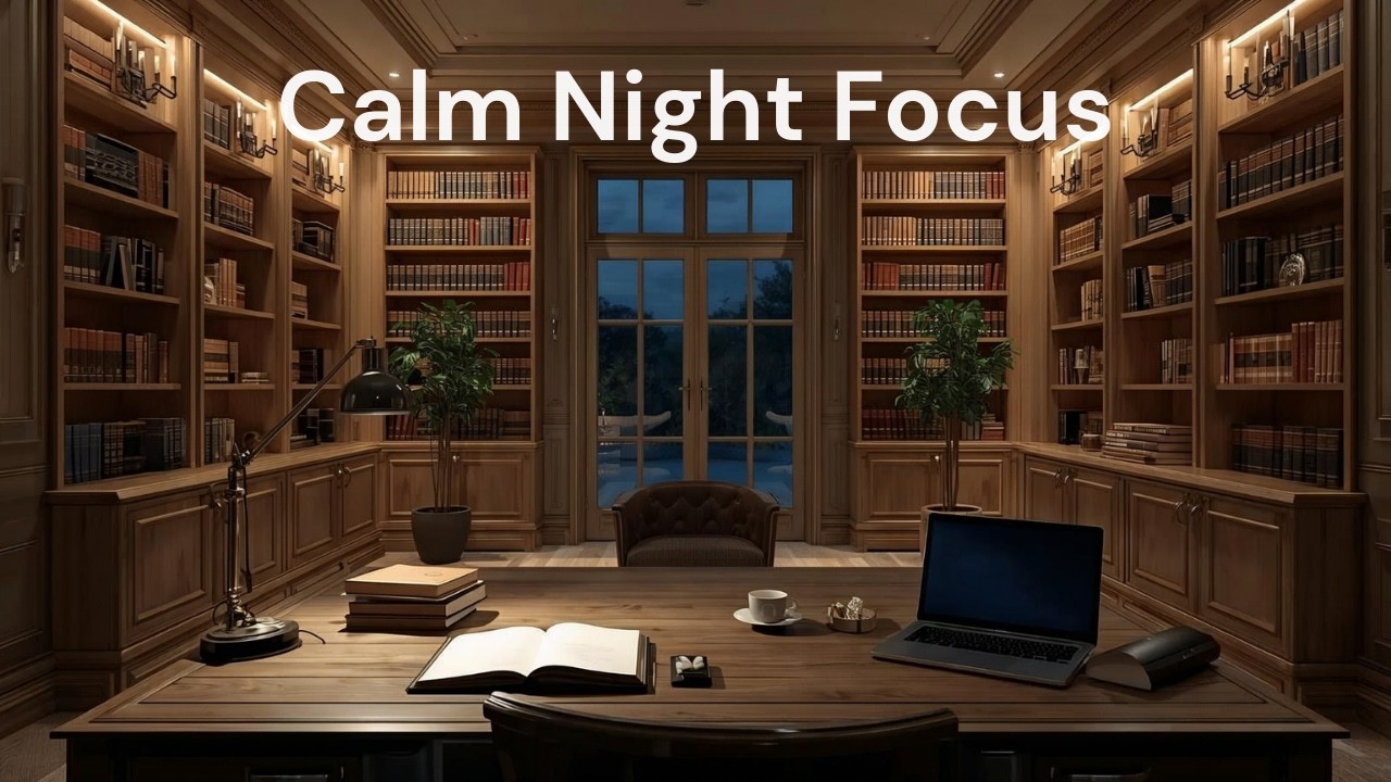 Soft Moonwake Lofi | Gentle Night Study Focus in a Cozy Library | 50 Minutes