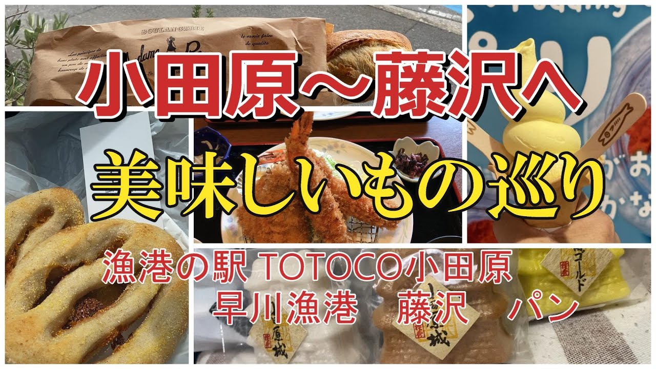 【小田原　漁港の駅　】TOTOCO小田原で地場産品果物　早川漁港周辺をお散歩。お食事処　大原　鰺フライ　海老フライ　パン激戦地　藤沢　百名店　マダムルージュ少し歩いてカンパニオも訪問