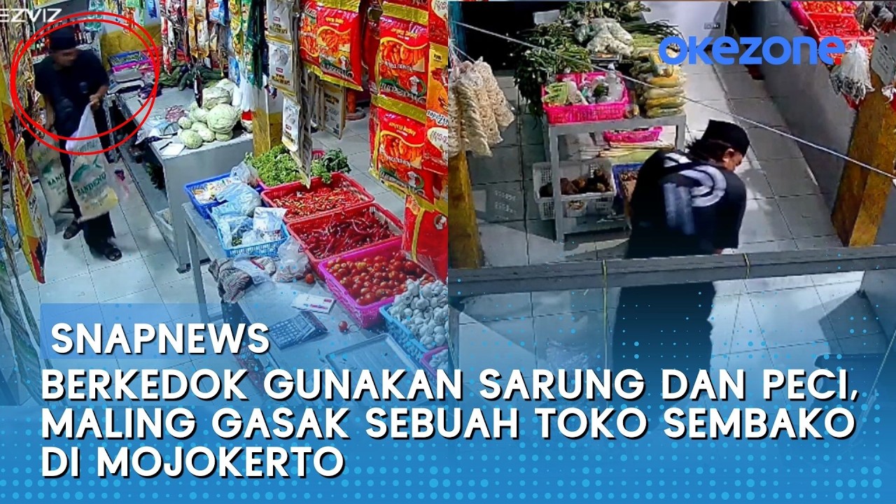 Berkedok Gunakan Sarung dan Peci, Maling Gasak Sebuah Toko Sembako di Mojokerto