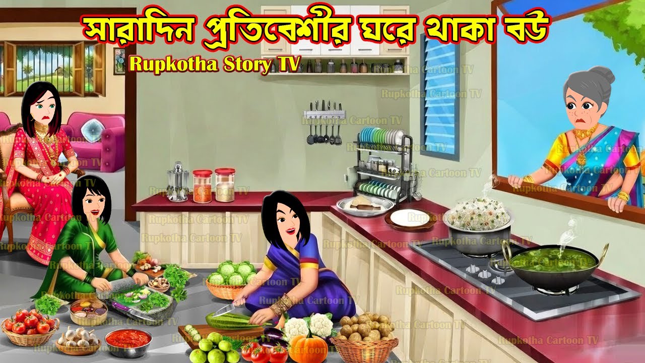 সারাদিন প্রতিবেশীর ঘরে থাকা বউ Saradin Protibeshir Ghore Thaka Bou | Cartoon | Rupkotha Story TV