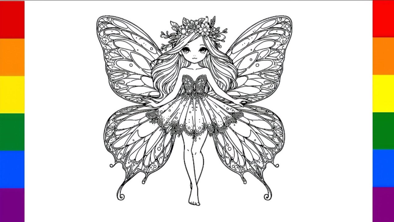 Cute fairy girl drawing for kids, drawing and colouring for kids | Easy drawings for kids 