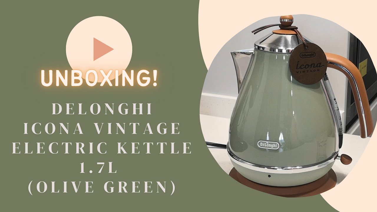 Unboxing Delonghi Icona Vintage Electric Kettle 1.7L (Olive Green)