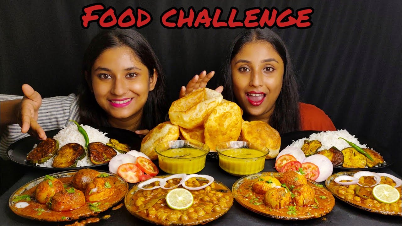 Eating spicy Egg🥚Curry with Rice and Chole Bhature,Dal, Brinjal Fry challenge|Food challenge|BFS😋😋💖