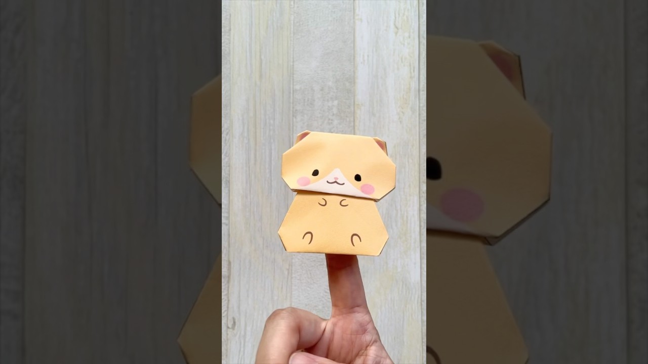 How to make an origami hamster doll. Paper finger puppet. Free printable origami paper.  