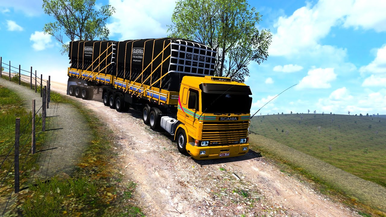 Scania 113H Frontal Potencia Pura (49 t) Laranjas Bitrem Guerra Ets2 V1.56