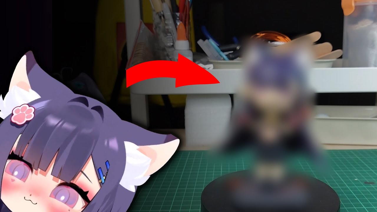 I made a "not a cat girl" Vtuber clay doll with paper clay | Akuma Nihmune chibi nyami model