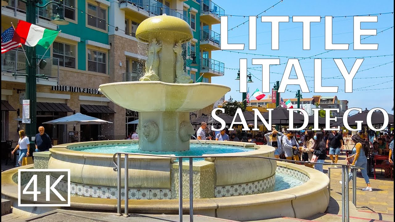 [4K] Little Italy in Downtown San Diego, California USA -  Walking Tour