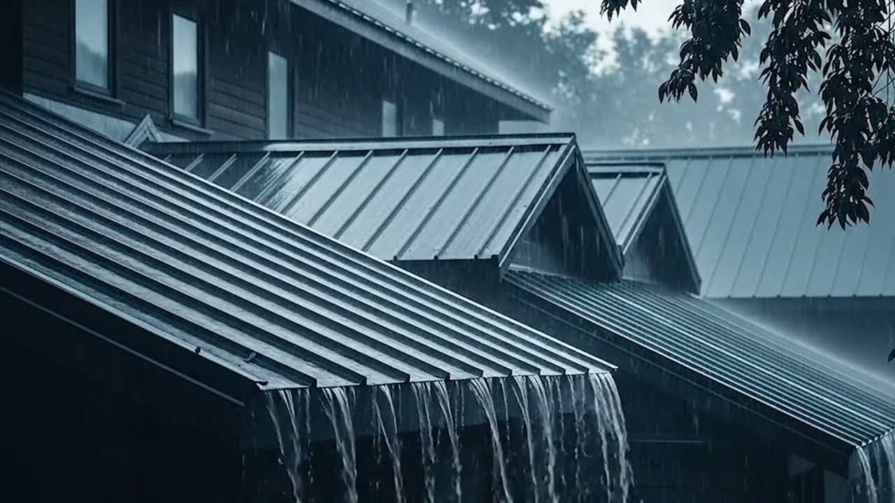 Powerful Rain & Thunder on Corrugated Tin Roof at Night for Relaxation