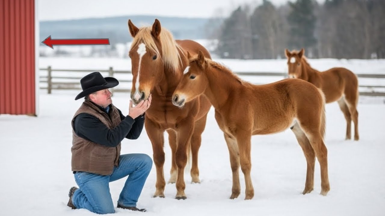 A Cowboy's Promise: Rescuing the Mare and Her Foals in the Blizzard.