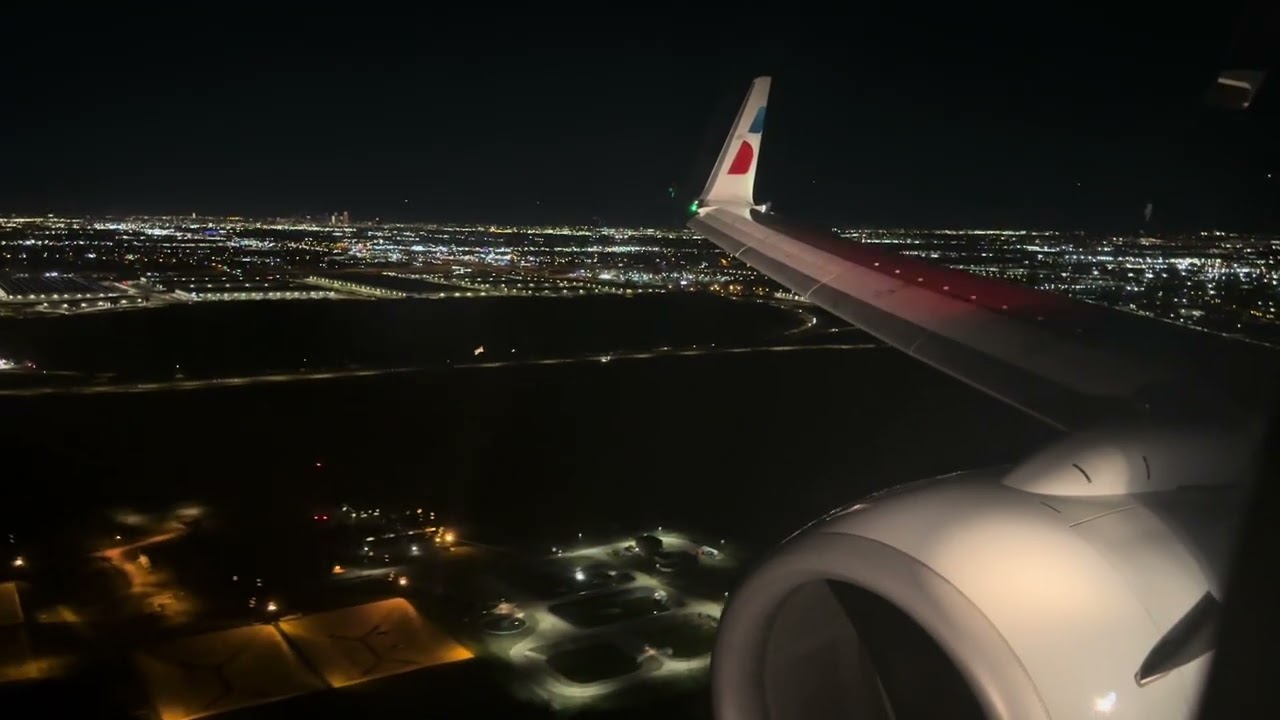 American Airlines B737-800 Night Dallas/Ft. Worth Landing (DFW/KDFW)
