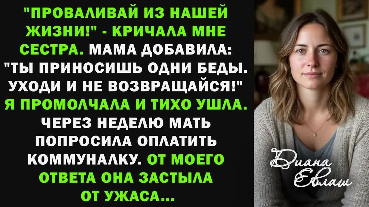 ＂Проваливай из нашей жизни! Ты приносишь одни беды!＂ - кричала сестра. Я промолчала и тихо ушла....