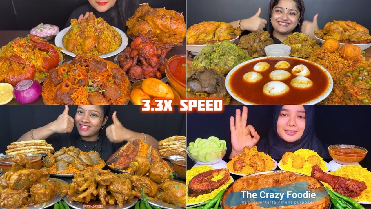 ASMR: Eating Different types of Biryani Eating Challenge 😍😋 Chicken Curry Egg Curry omelette Mukbang