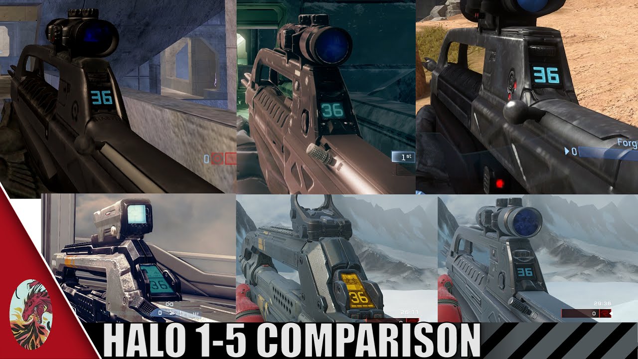 Halo 2-5 Battle Rifle Comparison (All Halo Games Included)
