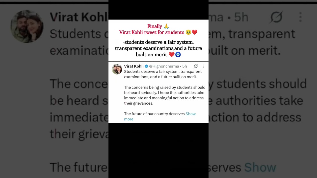 Finally! Virat Kohli Tweeted For Students Support 🙏 | Big Update For Students#viratkohli #shorts