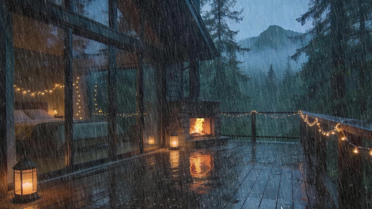 Sleep Through the Night | Distant Thunderstorm on Mountain Cabin Porch