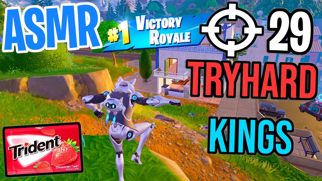 ASMR Gaming 😴 Fortnite Tryhard Kings Win! Relaxing Gum Chewing 🎮🎧 Controller Sounds + Whispering 💤