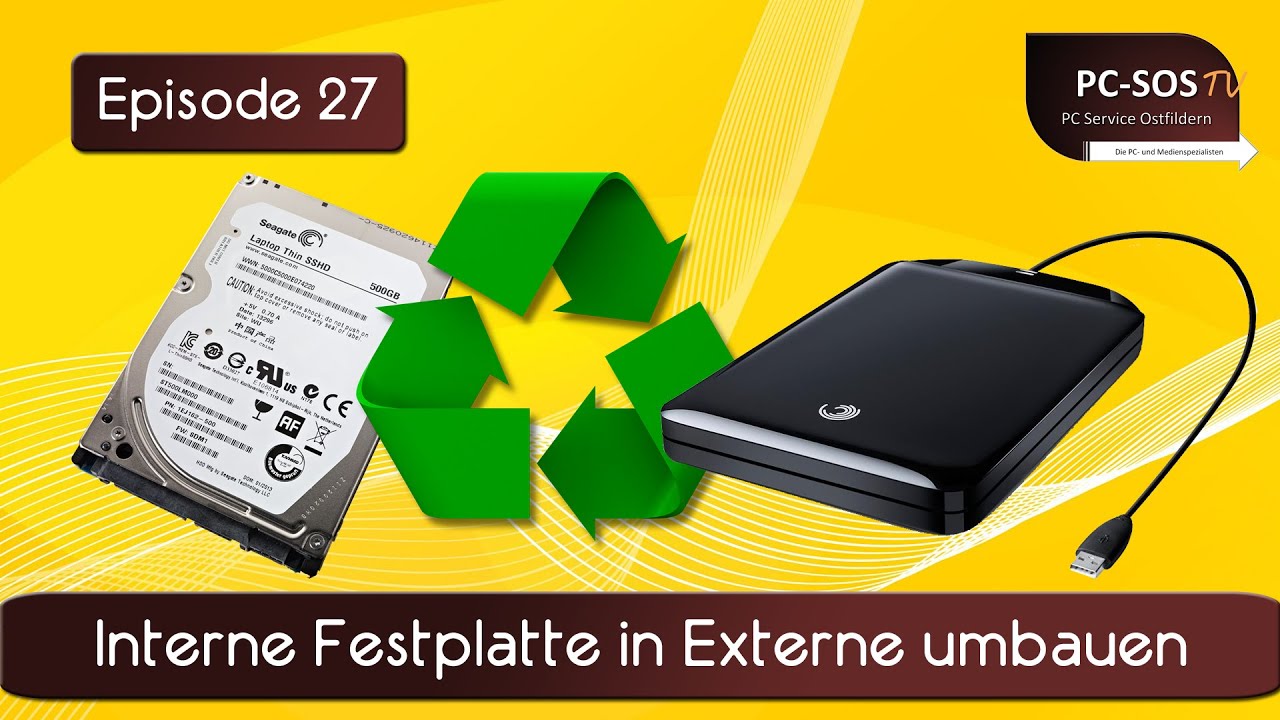 Externe USB Festplatte aus Laptop HDD oder SSD selbst bauen - PC SOS TV