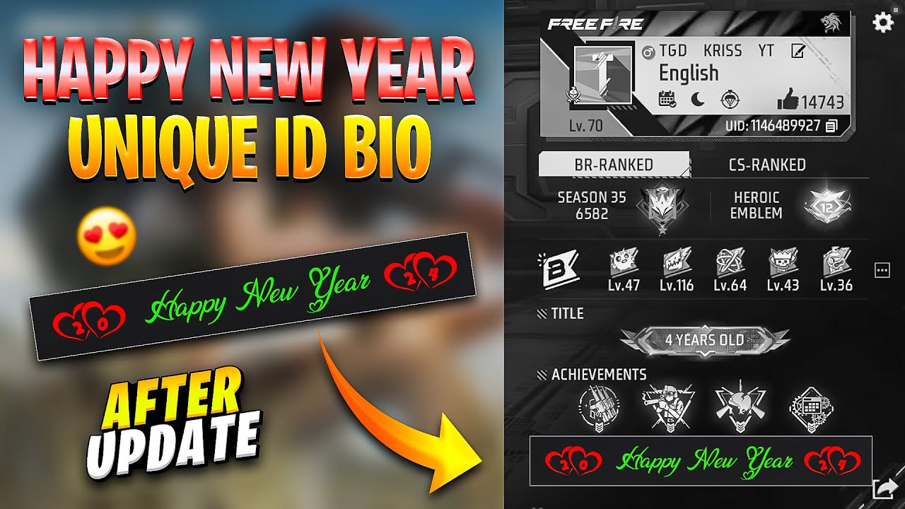 Unique Happy New Year 2024 Free Fire I'd Bio 🥰 || How To Write Colour Text In Free Fire
