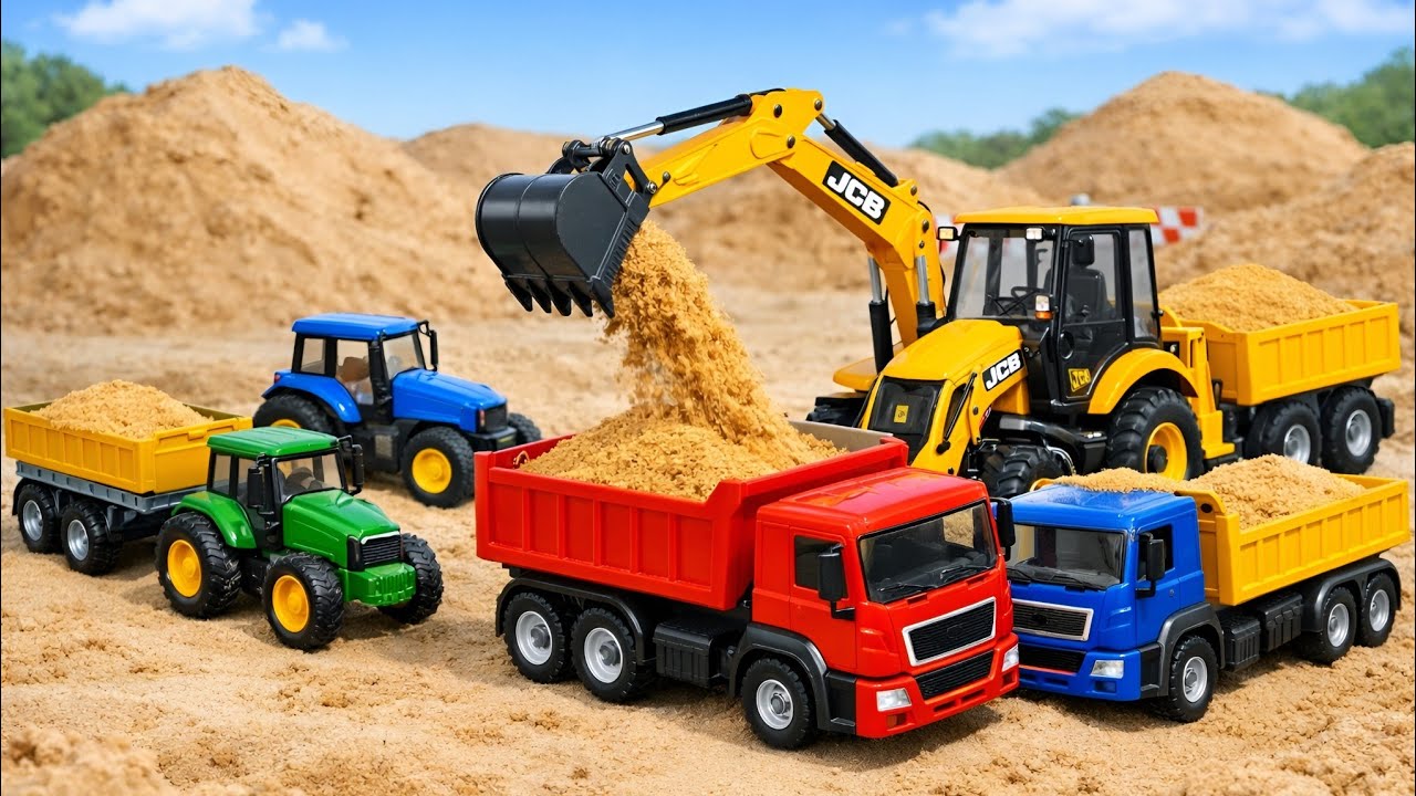 JCB 3DX Loading Sand Tata Truck & Sonalika Tractor | Swaraj Tractor