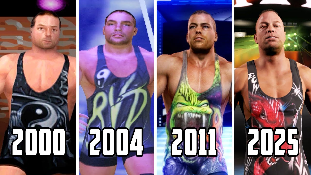 Эволюция выходов Роба Ван Дама на ринг в играх WWE (с 2000 года по WWE 2K25)