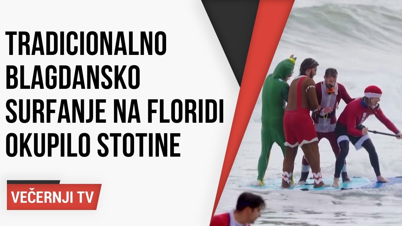 Tradicionalno blagdansko surfanje na Floridi okupilo stotine ljudi odjevenih kao Djed Božićnjak