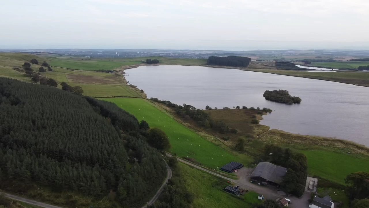 AWESOME Aerial View of Ballo Reservoir & Lomond Hills Fishery Located in Fife By DCM
