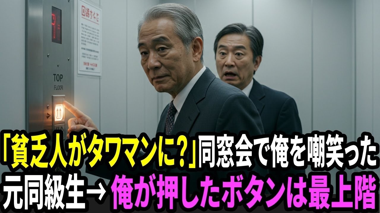 「貧乏な土方だった」と俺を嘲笑う元商社マン同級生と同窓会帰りにタワマン前で再会『土方風情が住めるかよw』奴がエレベーターで3階を押した瞬間、俺は黙って最上階のボタンを…