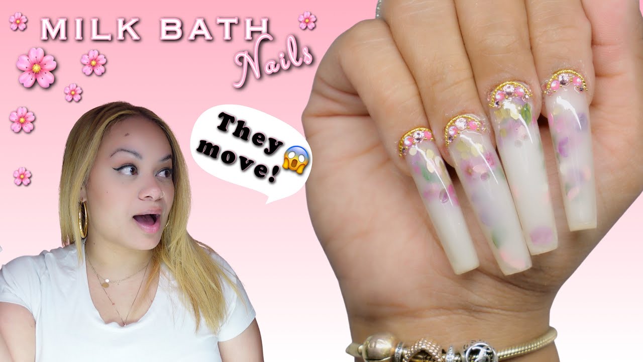 Ногти в молочных ваннах 🌸 Аквариумные / Снежные ногти 🌸 Урок по наращиванию гелевых ногтей