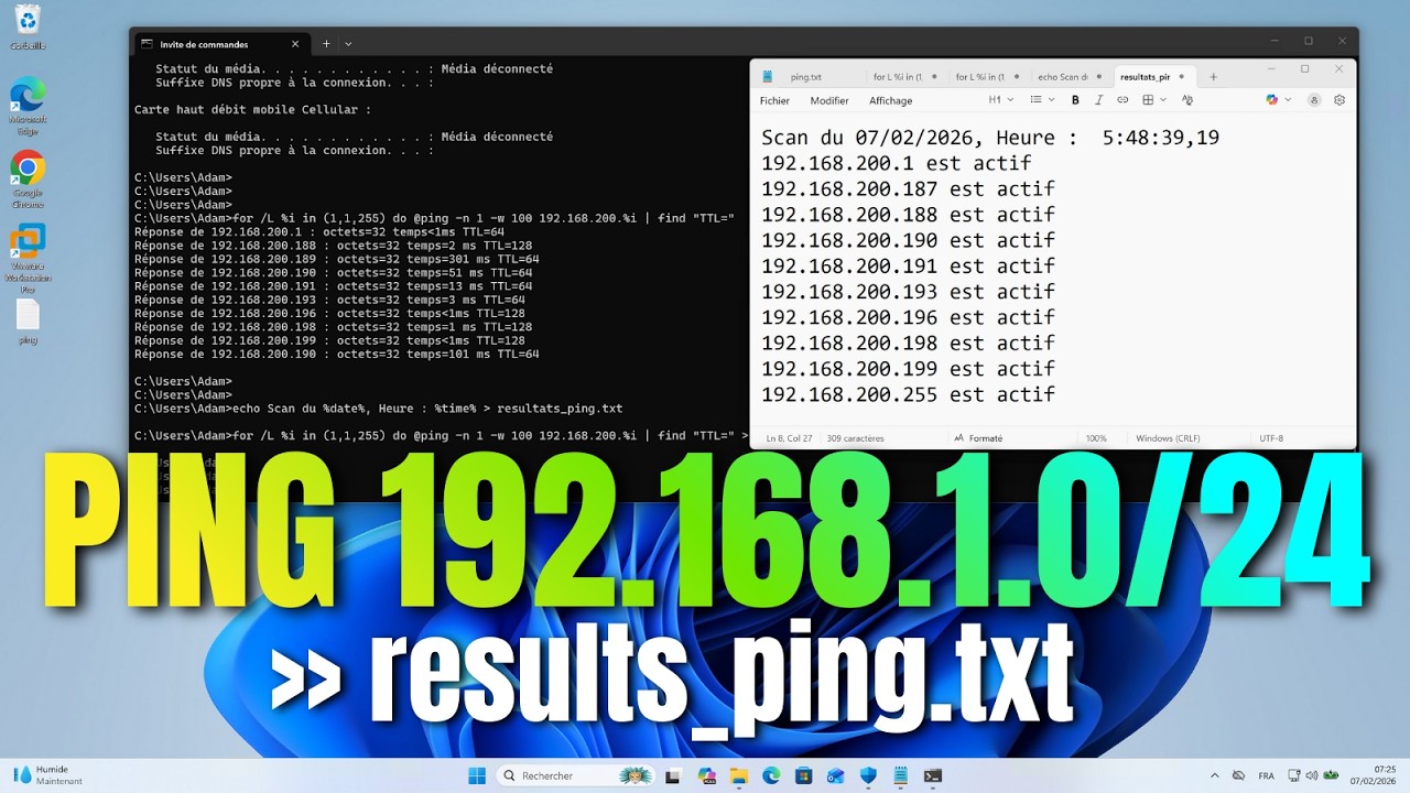 Scanner R&eacute;seau Windows : 2 Commandes pour Trouver Tous les Appareils et Sauvegarder les R&eacute;sultats