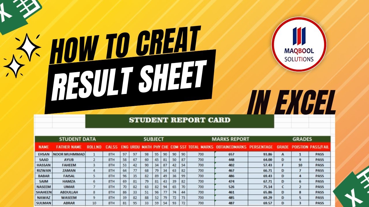 Result Sheet  Marks Sheet