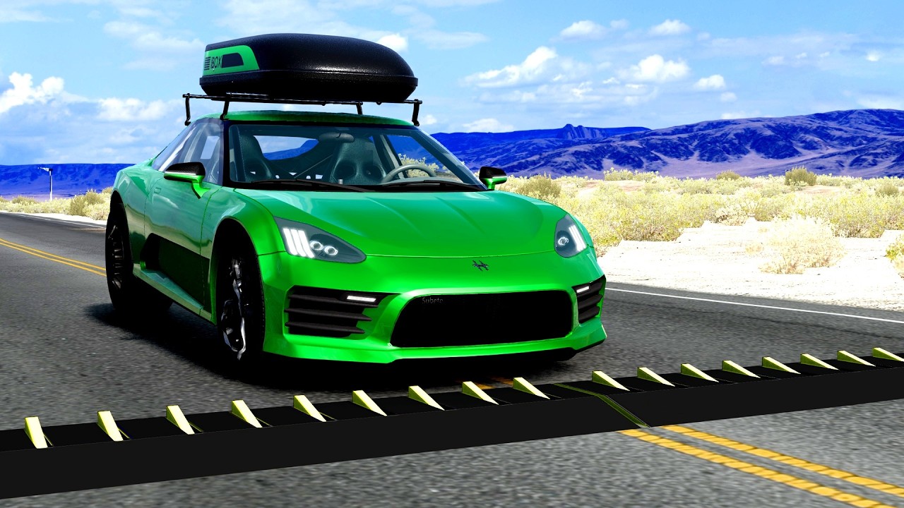 Massive Spike Strip Pileup Car Crashes #145 – BeamNG Drive | CrashBoomPunk