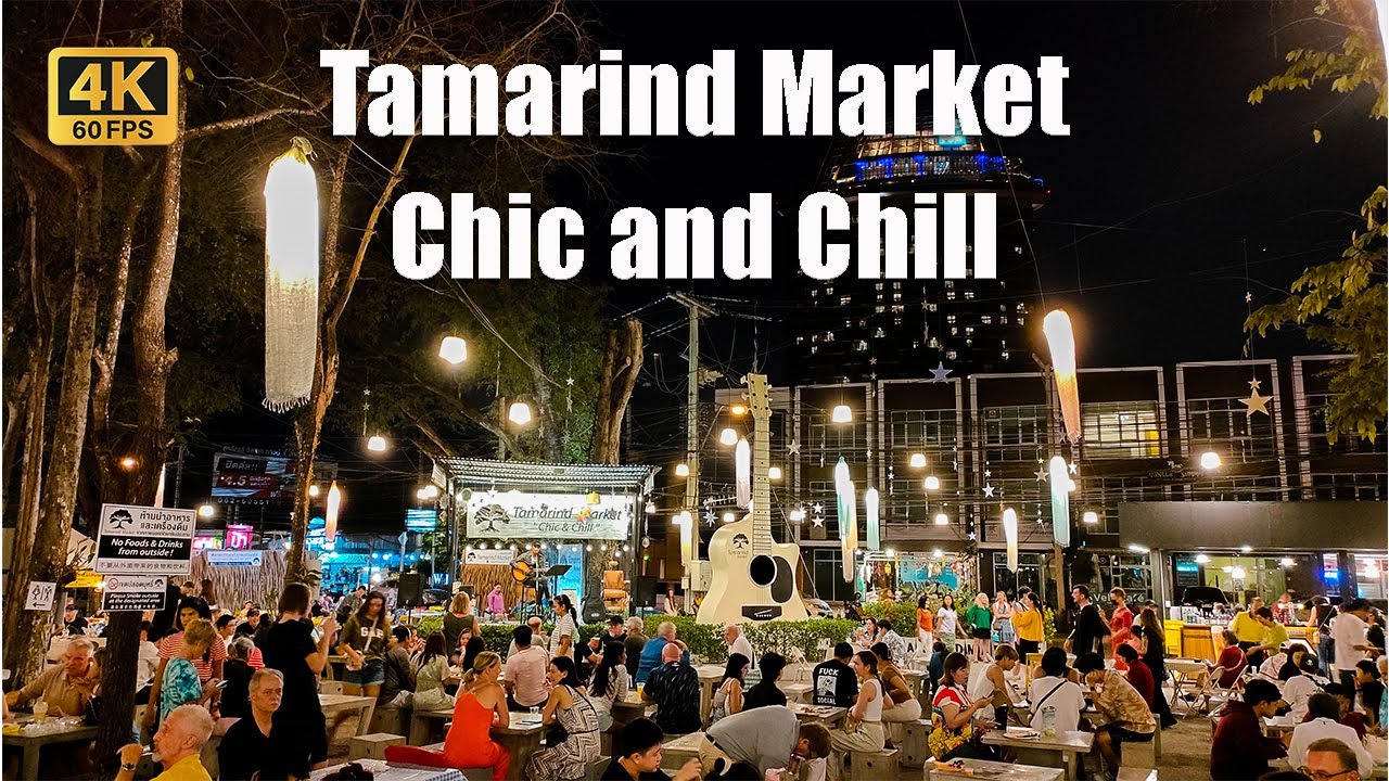 [4K🇹🇭] Hua Hin Thailand | Night Market Walk | Tamarind Market Chic and Chill | Feb 2023 // 60fps