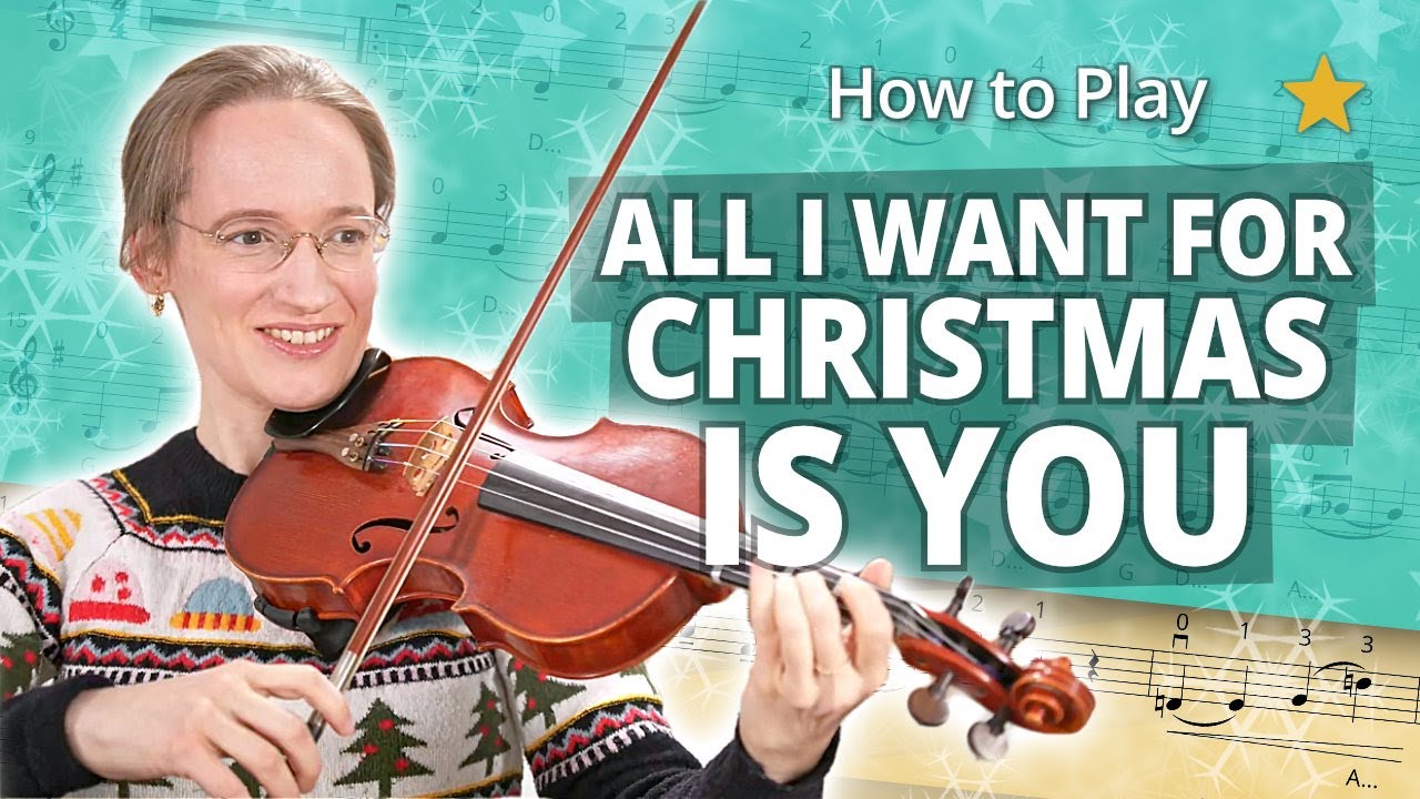 How to Play All I want for Christmas Is You | Beginner Tutorial | Violin Sheet Music + Accompaniment
