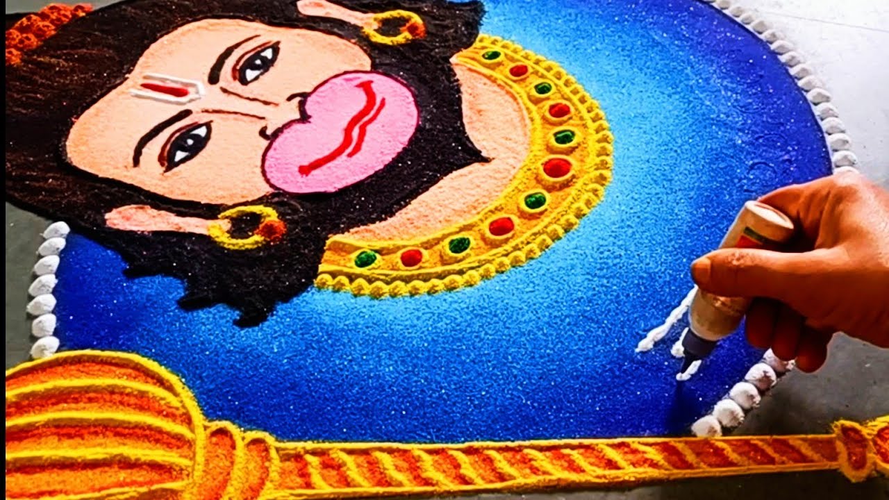 🚩Easy Hanumaan Jayanti rangoli / बजरंगबली / मारुती / जय हनुमान रांगोळी / Jay Hanuman rangoli