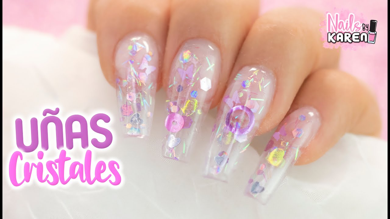 Uñas TRANSPARENTES con DECORACIÓN ENCAPSULADA