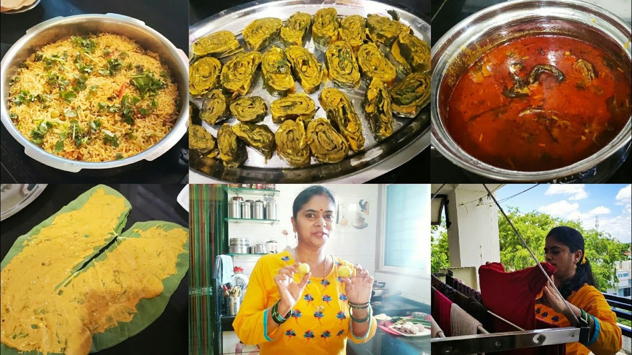 LUNCH EVENING SNACKS To DINNER FULLDAY ROUTINE, Lauki Pulao, Patra, Alu Vadi, Arbi ke Patte ki Sabji
