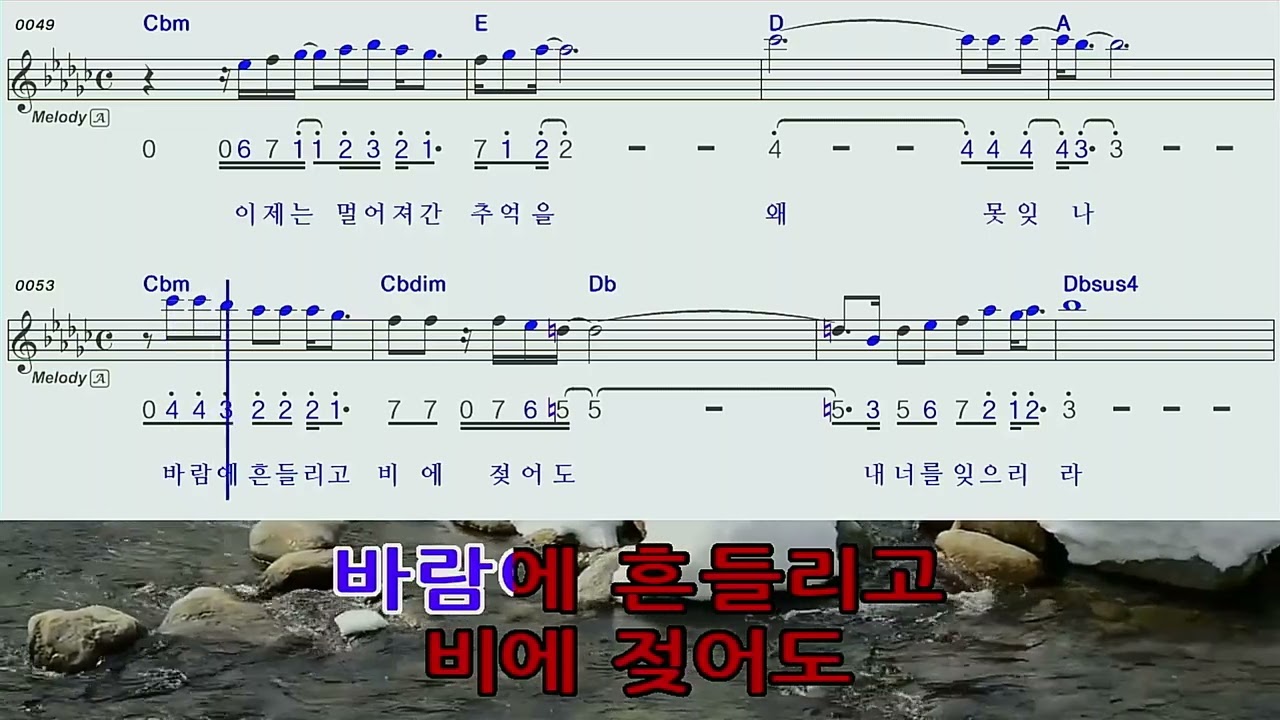 바람에흔들리고비에젖어도♡F#mA최진희하모니카숫자악보MR