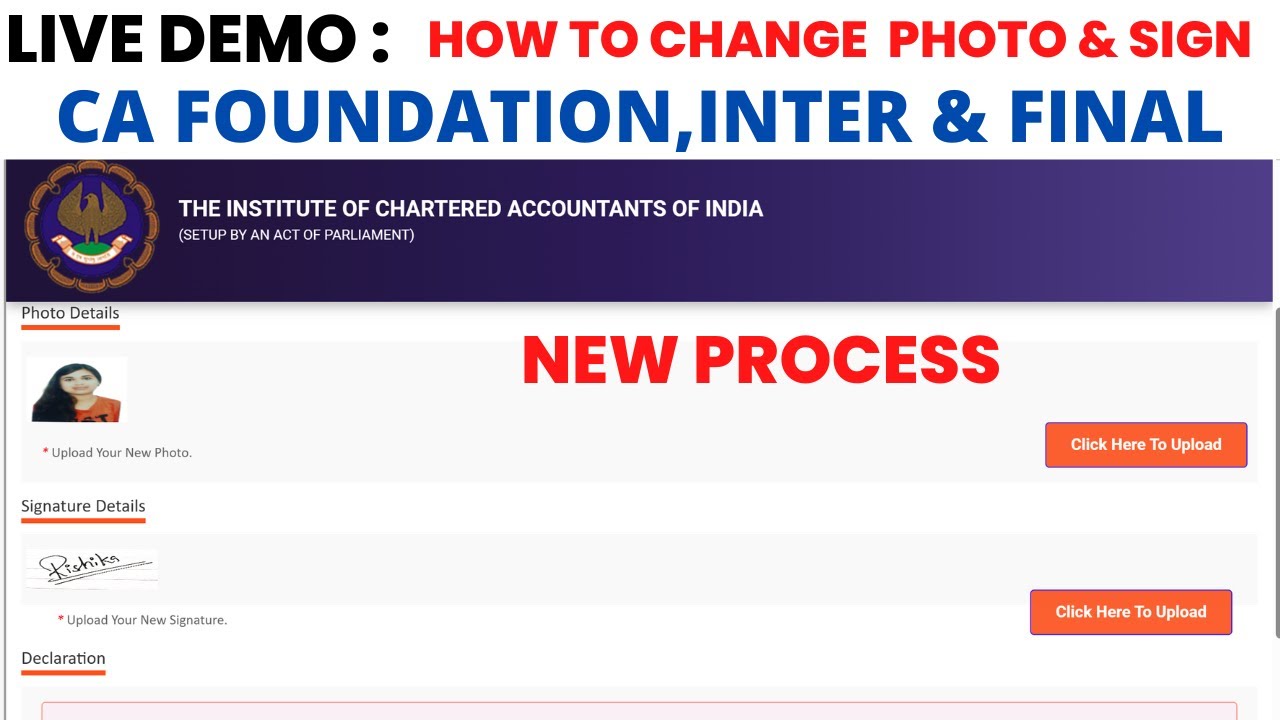 Live Demo :- how to Change photo & Sign In SSP Portal | How to Update photo & Sing ICAI website