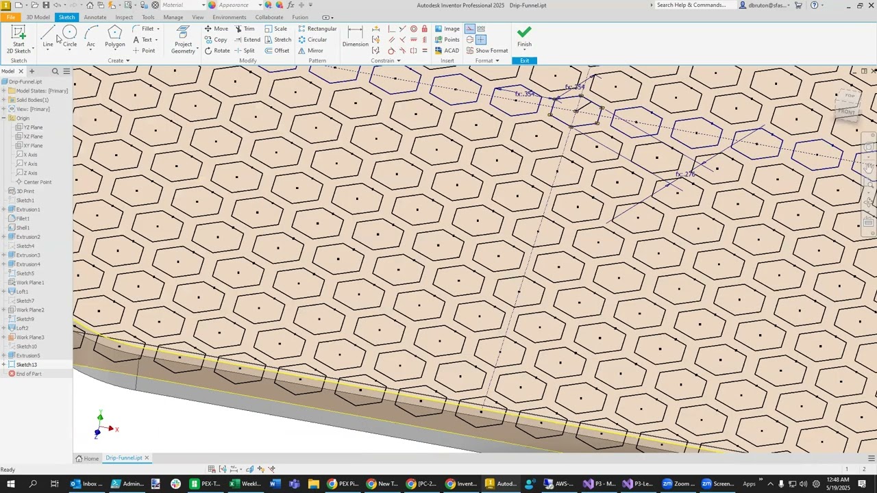 Quick Hexagonal Pattern with Autodesk Inventor - ENGR 2310