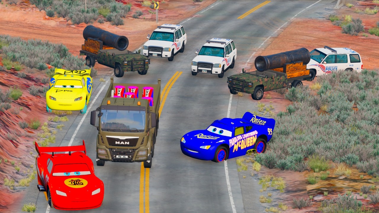 Flatbed Truck Mcqueen Transportation With Truck Pothole Vs Car_Beamng.drive