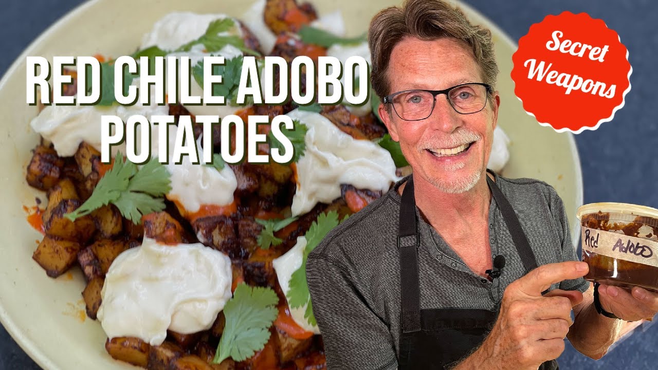 Red Chile Adobo Potatoes (with a nod to Patatas Bravas)