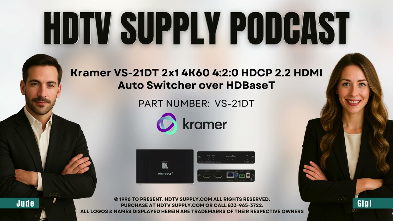 Kramer VS-21DT 2x1 4K60 4:2:0 HDCP 2.2 HDMI Auto Switcher over HDBaseT