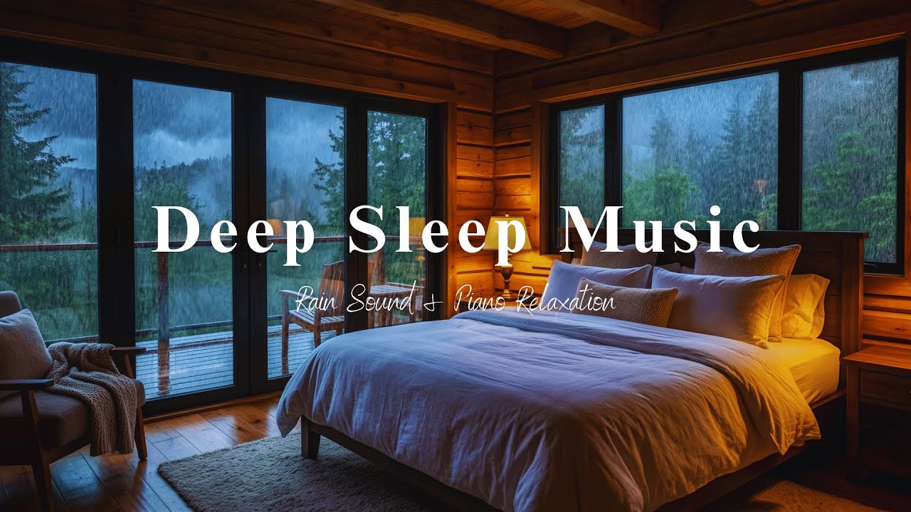 Rain Outside Bedroom Window | Gentle Piano Music and Rain Sounds for Better Sleep