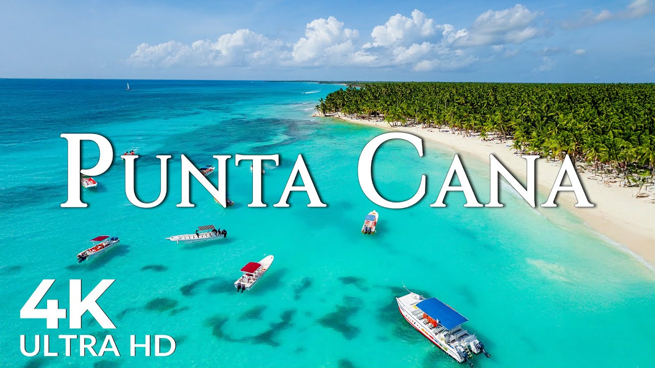 FLYING OVER PUNTA CANA (4K UHD) - Amazing Beautiful Nature Scenery with Relaxing Music - 4K VideoUHD