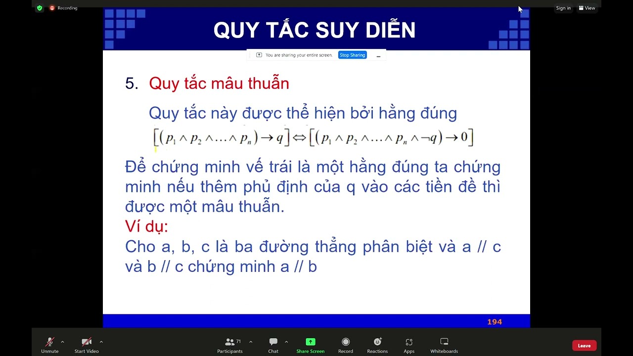 CTRR - Buổi 10 - Quy tắc suy diễn + bài tập - Cấu trúc rời rạc