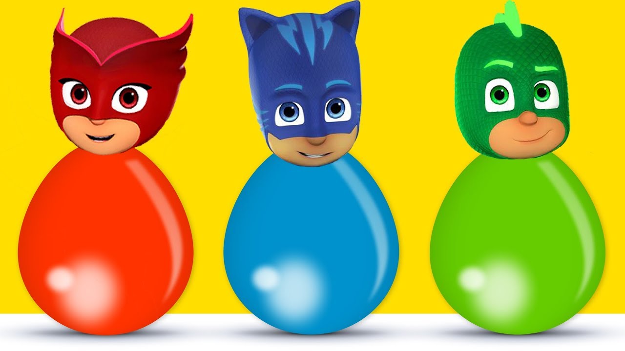 Learn Colors with Balloons of Pj Masks Wrong Heads