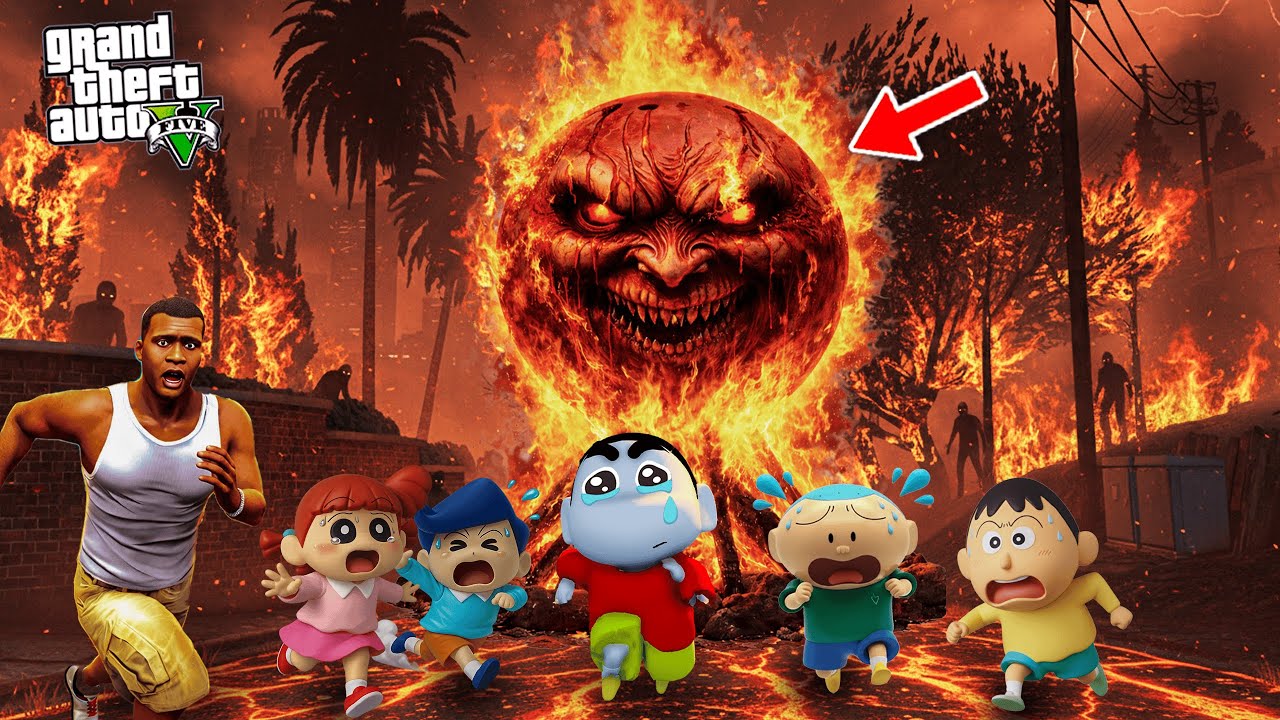 ShinChan & Franklin Killing Dangerous Evil Moon 🌕 in GTA 5 Telugu | #gta5