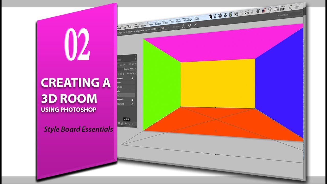 lesson 2: Creating a 3d room using Photoshop (style board essentials for interior design)