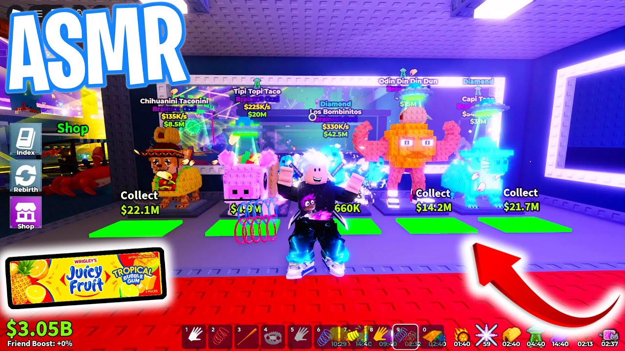ASMR Roblox Steal a Brainrot Admin Abuse Taco Tuesday Event 😴 Gum Chewing 🎮🎧 Controller Sounds 💤